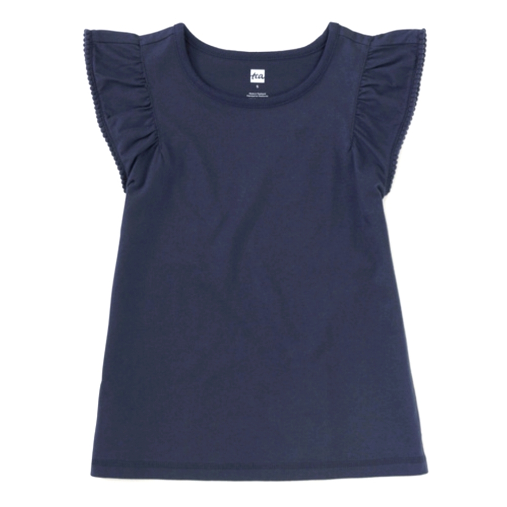 Tea Collection Pom-Pom Flutter Top / Color: Indigo / Size: 14